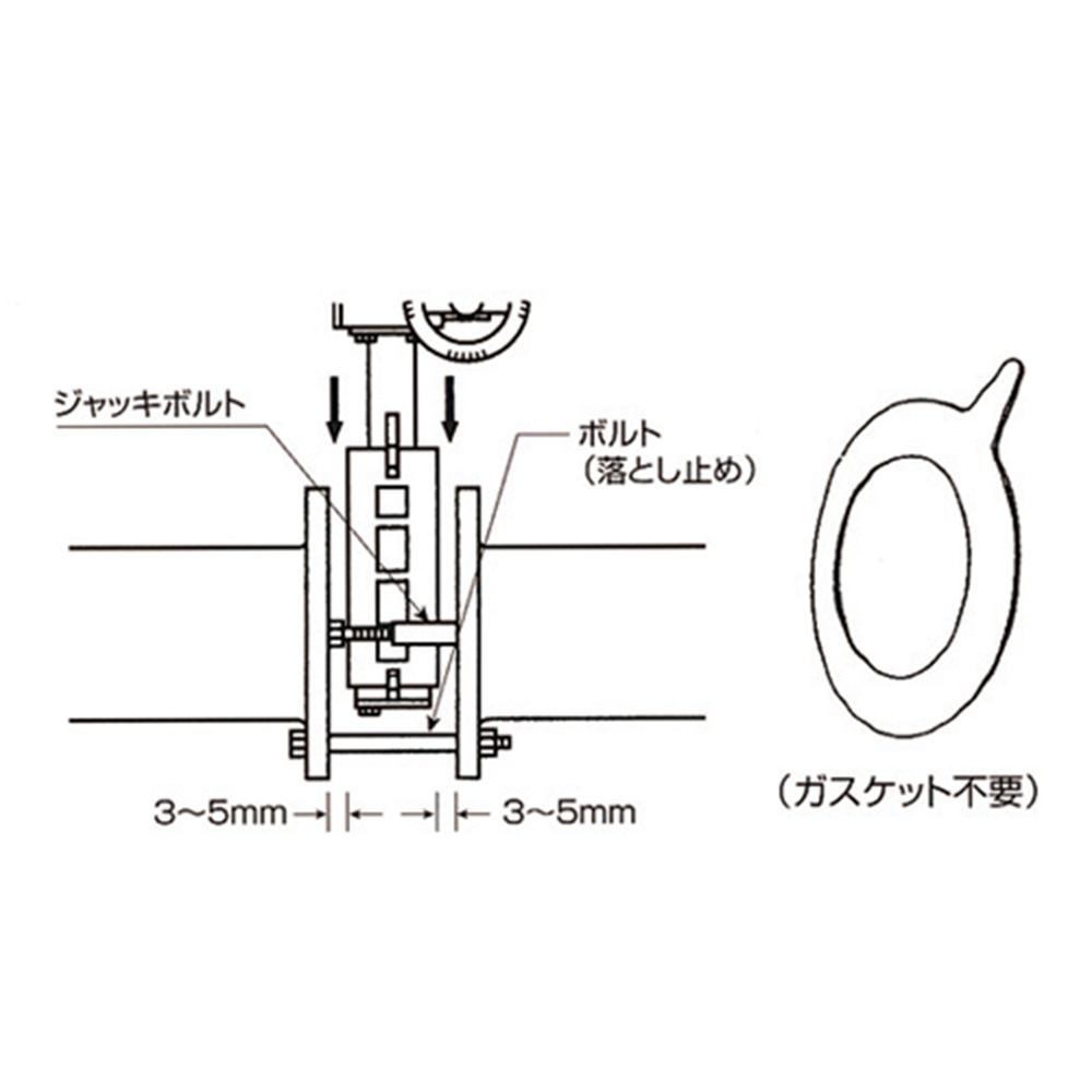 中心形バタ弁の取付け